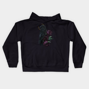 crow and flowers Kids Hoodie